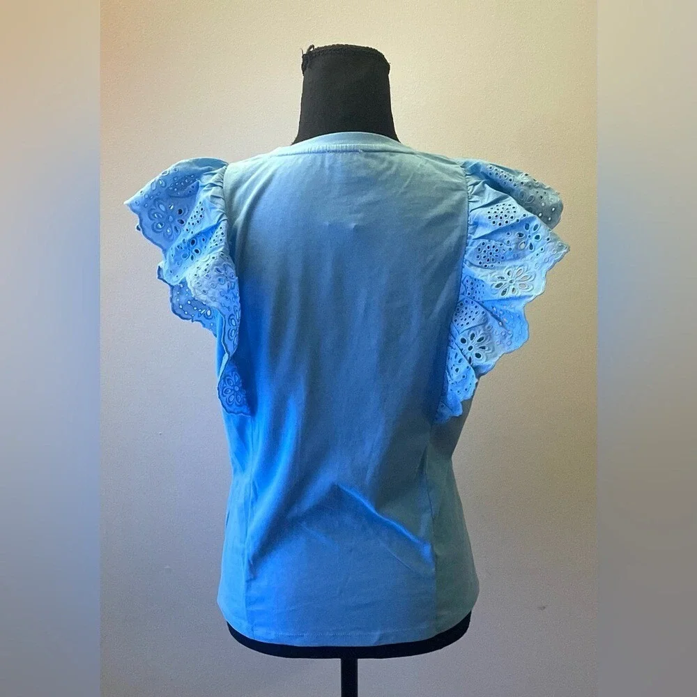J.Crew- Baby blue Ruffled Sleeveless Blouse Size M‎